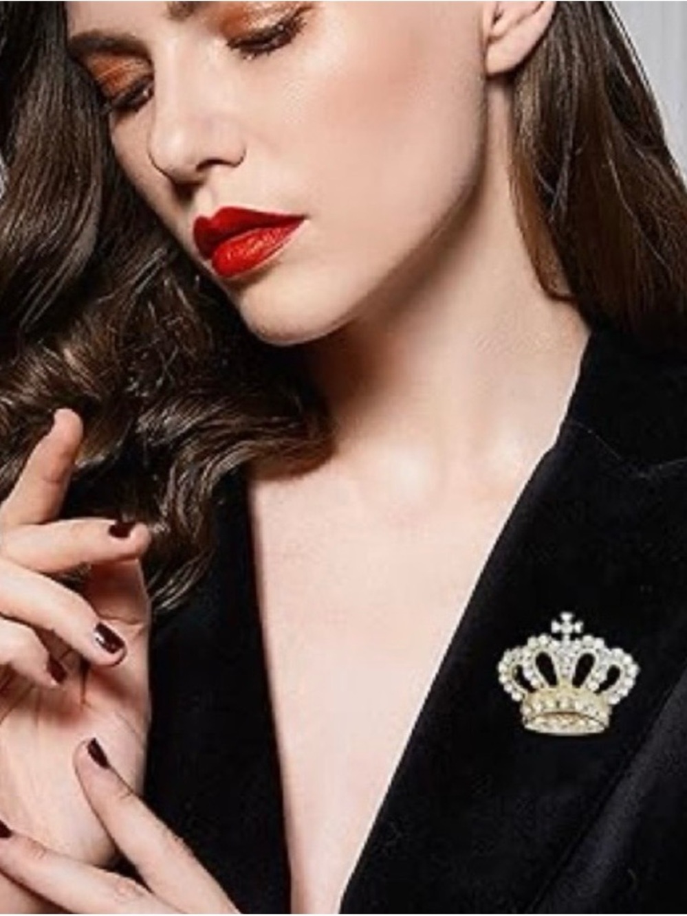 Swarovski Gold Crown Brooch Pin 1.5 Inches Length New - Picture 2 of 3